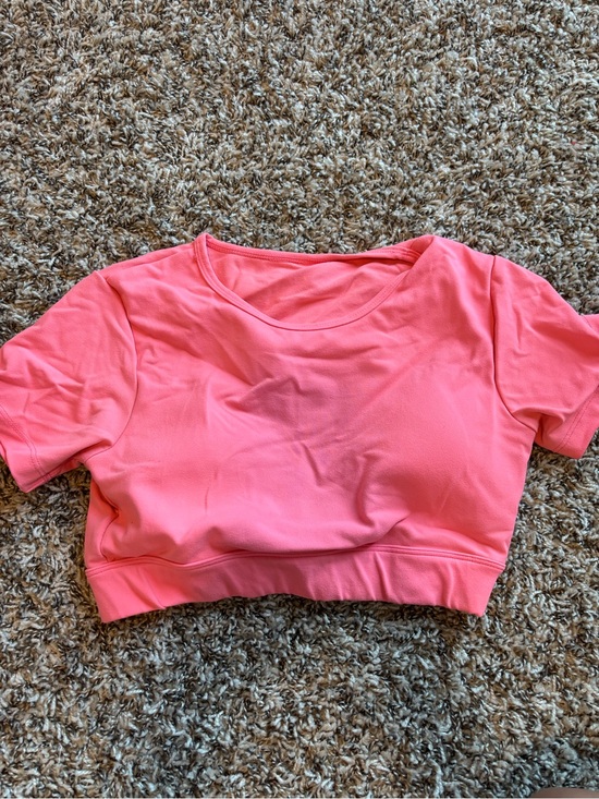 Tops - Women's Cropped Short Sleeve Top - Coral Pink